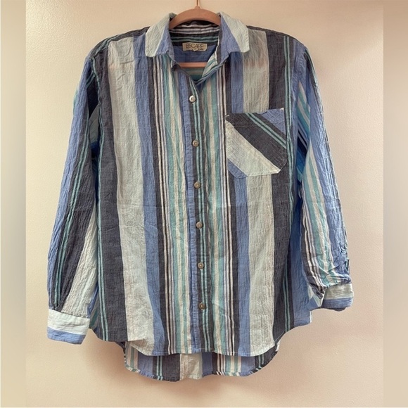 Escape by‎ Habitat blue striped shirt XL - Picture 1 of 8